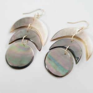 READY TO SHIP Mother of Pearl Moon Phase Earrings - 14k Gold Fill FJD$ - Adorn Pacific - Earrings