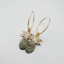 Load image into Gallery viewer, READY TO SHIP Mother of Pearl Pineapple Infinity Hoop Earrings - 14k Gold Fill FJD$ - Adorn Pacific - All Products
