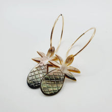 Load image into Gallery viewer, READY TO SHIP Mother of Pearl Pineapple Infinity Hoop Earrings - 14k Gold Fill FJD$ - Adorn Pacific - All Products
