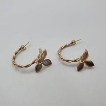 Load image into Gallery viewer, READY TO SHIP - Mother of Pearl Semi Hoop Twist Stud Earrings - 14k Gold Fill FJD$ - Adorn Pacific - Earrings
