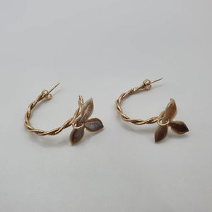 READY TO SHIP - Mother of Pearl Semi Hoop Twist Stud Earrings - 14k Gold Fill FJD$ - Adorn Pacific - Earrings