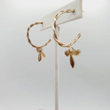 Load image into Gallery viewer, READY TO SHIP - Mother of Pearl Semi Hoop Twist Stud Earrings - 14k Gold Fill FJD$ - Adorn Pacific - Earrings
