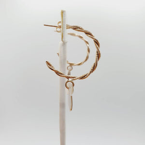 READY TO SHIP - Mother of Pearl Semi Hoop Twist Stud Earrings - 14k Gold Fill FJD$ - Adorn Pacific - Earrings