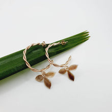 Load image into Gallery viewer, READY TO SHIP - Mother of Pearl Semi Hoop Twist Stud Earrings - 14k Gold Fill FJD$ - Adorn Pacific - Earrings
