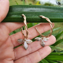 Load image into Gallery viewer, READY TO SHIP - Mother of Pearl Semi Hoop Twist Stud Earrings - 14k Gold Fill FJD$ - Adorn Pacific - Earrings
