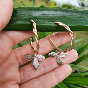 READY TO SHIP - Mother of Pearl Semi Hoop Twist Stud Earrings - 14k Gold Fill FJD$ - Adorn Pacific - Earrings