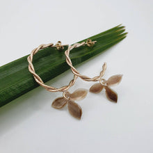 Load image into Gallery viewer, READY TO SHIP - Mother of Pearl Semi Hoop Twist Stud Earrings - 14k Gold Fill FJD$ - Adorn Pacific - Earrings
