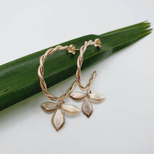 Load image into Gallery viewer, READY TO SHIP - Mother of Pearl Semi Hoop Twist Stud Earrings - 14k Gold Fill FJD$ - Adorn Pacific - Earrings
