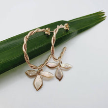 Load image into Gallery viewer, READY TO SHIP - Mother of Pearl Semi Hoop Twist Stud Earrings - 14k Gold Fill FJD$ - Adorn Pacific - Earrings
