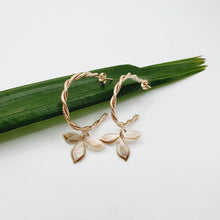 Load image into Gallery viewer, READY TO SHIP - Mother of Pearl Semi Hoop Twist Stud Earrings - 14k Gold Fill FJD$ - Adorn Pacific - Earrings
