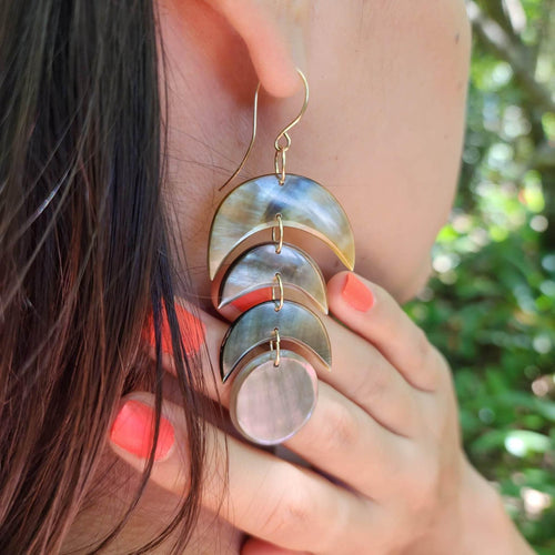 READY TO SHIP Mother of Pearl Tribal Earrings - 14k Gold Fill FJD$ - Adorn Pacific - Earrings
