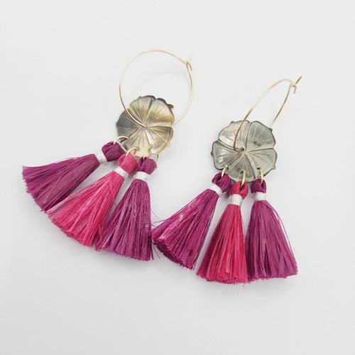 READY TO SHIP Mother of Pearl Vau Hoop Earrings - 14k Gold Fill FJD$ - Adorn Pacific - Earrings