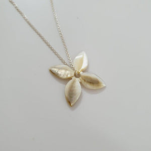 READY TO SHIP Oyster Shell Flower Necklace - 925 Sterling Silver FJD$ - Adorn Pacific - Necklaces