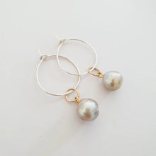 Load image into Gallery viewer, CONTACT US TO RECREATE THIS SOLD OUT STYLE Pearl Hoop Earrings - 925 Sterling Silver FJD$ - Adorn Pacific - Earrings
