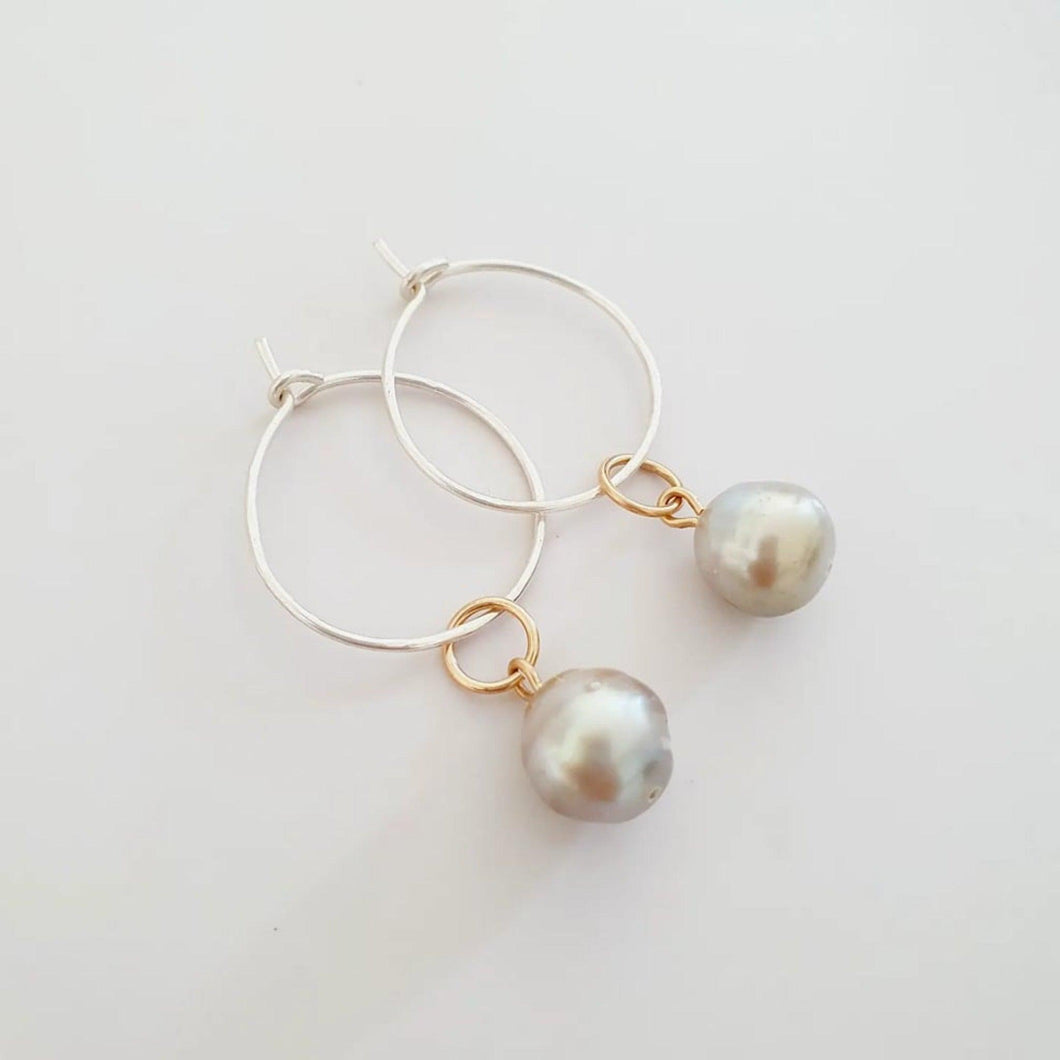 CONTACT US TO RECREATE THIS SOLD OUT STYLE Pearl Hoop Earrings - 925 Sterling Silver FJD$ - Adorn Pacific - Earrings