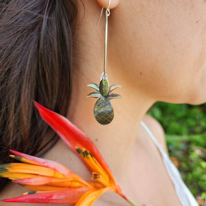 READY TO SHIP Pineapple Carved Mother of Pearl Shell Earrings - 925 Sterling Silver FJD$ - Adorn Pacific - All Products