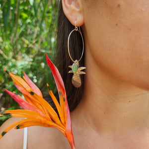 READY TO SHIP Pineapple Carved Mother of Pearl Shell Earrings - 925 Sterling Silver FJD$ - Adorn Pacific - All Products