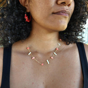 READY TO SHIP Pink & White Coral Necklace - 14k Gold Fill FJD$ - Adorn Pacific - All Products