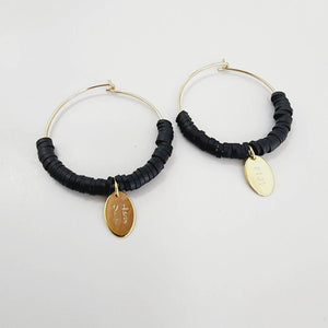 READY TO SHIP Polymer Clay Bead Hoop Earrings with Fiji Charms - 14k Gold Fill FJD$ - Adorn Pacific - Earrings