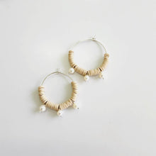 Load image into Gallery viewer, READY TO SHIP Polymer Clay Bead Hoop Earrings with Freshwater Pearls - 14k Gold Fill FJD$ - Adorn Pacific - Earrings
