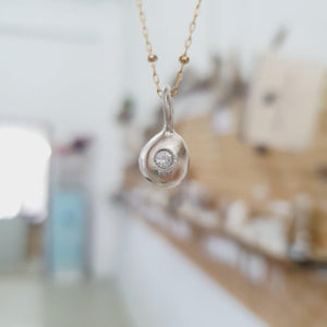 READY TO SHIP - Recycled Sterling Flush Set Necklace - 925 Sterling Silver & 14k Gold Fill Chain FJD$ - Adorn Pacific - Necklaces