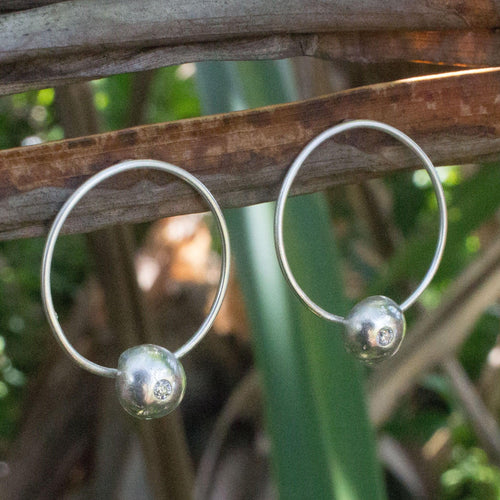 READY TO SHIP - Recycled Sterling Flush Set Stud Earrings - 925 Sterling Silver FJD$ - Adorn Pacific - Earrings