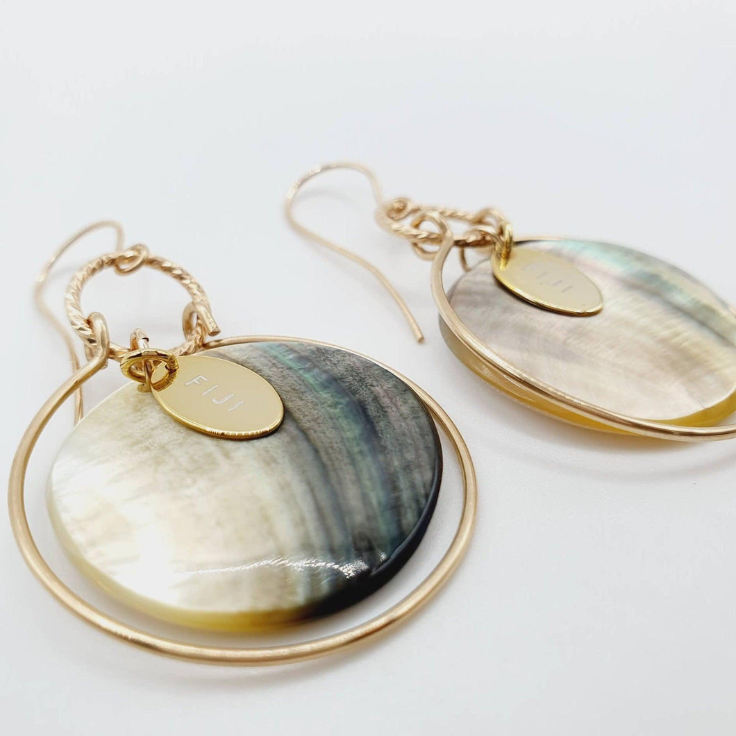 CONTACT US TO RECREATE THIS SOLD OUT STYLE Round Mother of Pearl Shell Earrings - 14k Gold Filled FJD$ - Adorn Pacific - All Products