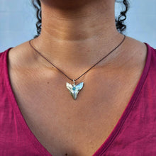 Load image into Gallery viewer, READY TO SHIP - Shark Tooth Necklace with Zirconia - 925 Sterling Silver &amp; Nylon FJD$ - Adorn Pacific - Necklaces
