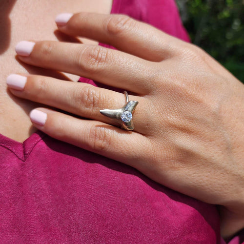 READY TO SHIP - Shark Tooth Ring - 925 Sterling Silver & Zirconia FJD$ - Adorn Pacific - Rings