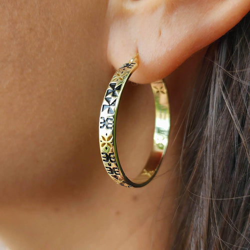 READY TO SHIP Tapa Hoop Earrings in 18k Gold Vermeil - FJD$ - Adorn Pacific - All Products