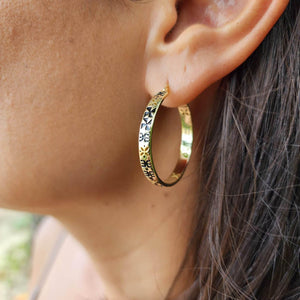 READY TO SHIP Tapa Hoop Earrings in 18k Gold Vermeil - FJD$ - Adorn Pacific - All Products