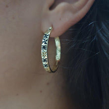 Load image into Gallery viewer, READY TO SHIP Tapa Hoop Earrings in 18k Gold Vermeil - FJD$ - Adorn Pacific - All Products
