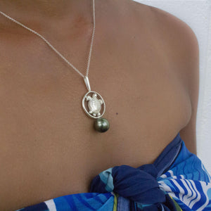 READY TO SHIP Turtle & Saltwater Pearl Necklace in 925 Sterling Silver - FJD$ - Adorn Pacific - All Products