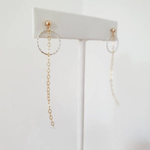 READY TO SHIP - Twisted Hoop Stud Earrings with Chain Detail - 925 Sterling Silver & 14k Gold Fill FJD$ - Adorn Pacific - Earrings