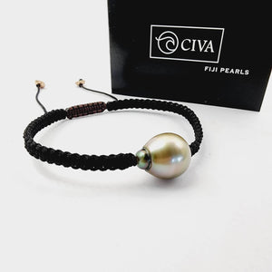 READY TO SHIP Unisex Civa Fiji Pearl Bracelet #0019 - Nylon & 9k Solid Gold Beads FJD$ - Adorn Pacific - All Products