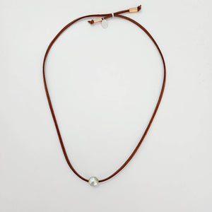 READY TO SHIP Unisex Fiji Saltwater Circled Pearl Faux Suede Leather Necklace - FJD$ - Adorn Pacific - All Products