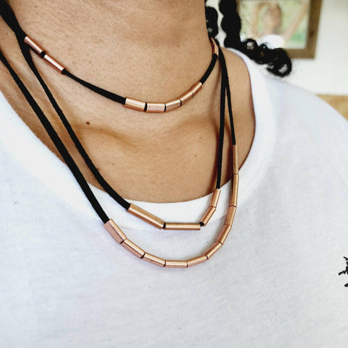 READY TO SHIP Unisex Multi Wrap Faux Suede Leather & Copper Necklace / Bracelet - FJD$ - Adorn Pacific - All Products