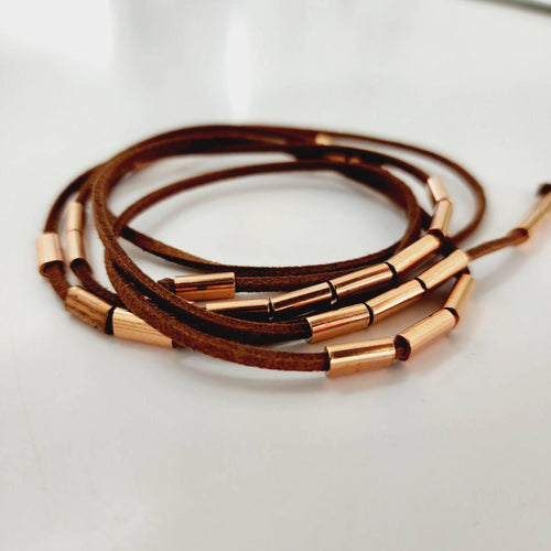 READY TO SHIP Unisex Multi Wrap Faux Suede Leather & Copper Necklace / Bracelet - FJD$ - Adorn Pacific - All Products