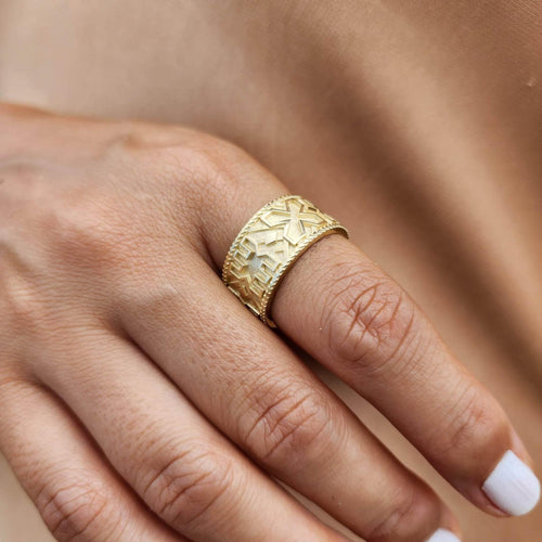 READY TO SHIP - Unisex Tapa Band - 9k Solid Gold FJD$ - Adorn Pacific - Rings
