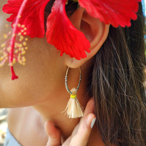READY TO SHIP Vau and Glass Bead Hoop Earrings - 14k Gold Fill FJD$ - Adorn Pacific - Earrings