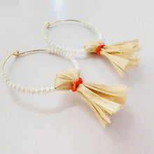 Load image into Gallery viewer, READY TO SHIP Vau and Glass Bead Hoop Earrings - 14k Gold Fill FJD$ - Adorn Pacific - Earrings
