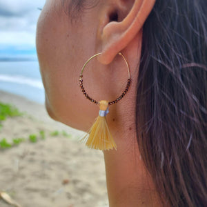 READY TO SHIP Vau and Glass Bead Hoop Earrings - 14k Gold Fill FJD$ - Adorn Pacific - Earrings