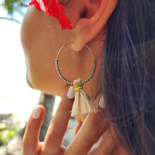 Load image into Gallery viewer, READY TO SHIP Vau and Glass Bead Hoop Earrings - 14k Gold Fill FJD$ - Adorn Pacific - Earrings

