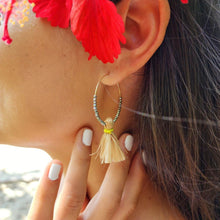 Load image into Gallery viewer, READY TO SHIP Vau and Glass Bead Hoop Earrings - 14k Gold Fill FJD$ - Adorn Pacific - Earrings
