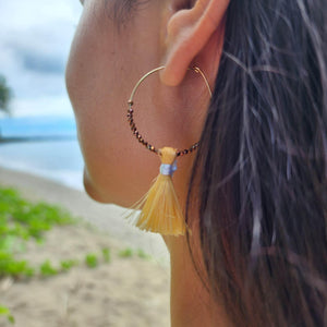 READY TO SHIP Vau and Glass Bead Hoop Earrings - 14k Gold Fill FJD$ - Adorn Pacific - Earrings