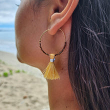 Load image into Gallery viewer, READY TO SHIP Vau and Glass Bead Hoop Earrings - 14k Gold Fill FJD$ - Adorn Pacific - Earrings
