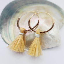Load image into Gallery viewer, READY TO SHIP Vau and Glass Bead Hoop Earrings - 14k Gold Fill FJD$ - Adorn Pacific - Earrings
