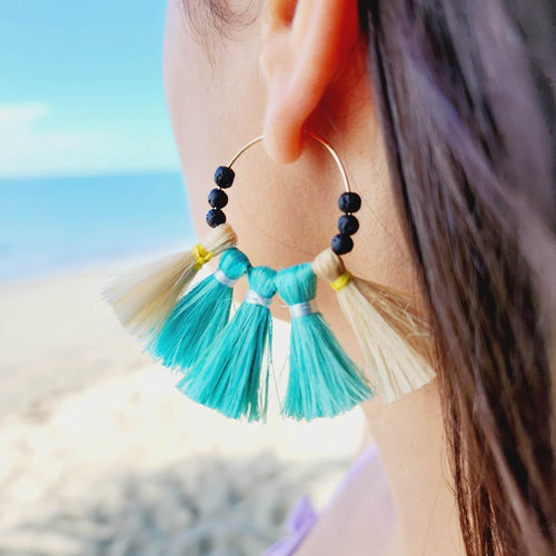 READY TO SHIP Vau and Lava Stone Hoop Earrings - 14k Gold Fill FJD$ - Adorn Pacific - Earrings