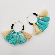 Load image into Gallery viewer, READY TO SHIP Vau and Lava Stone Hoop Earrings - 14k Gold Fill FJD$ - Adorn Pacific - Earrings
