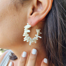Load image into Gallery viewer, READY TO SHIP White Coral Hoop Earrings - 14k Gold Fill FJD$ - Adorn Pacific - All Products
